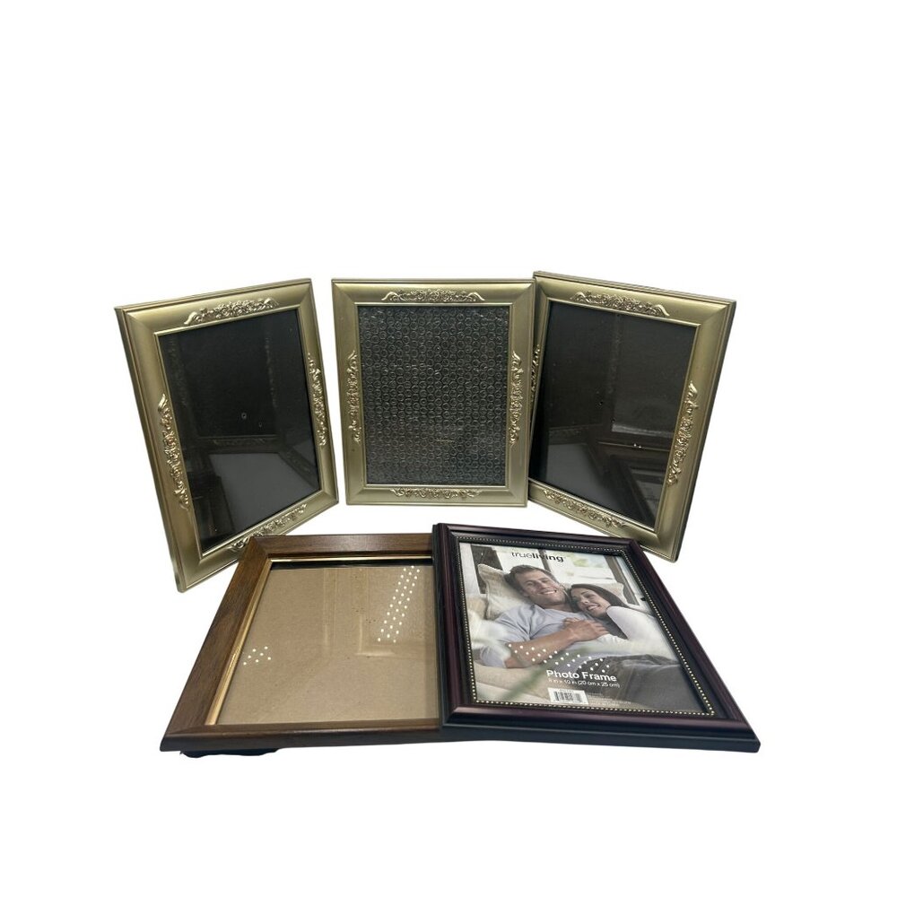 Set Of 4 Assorted Decorative 8x10 Photo Frames In Gold & Walnut Brown Finishes